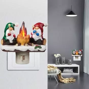 Рождественский гном костер мерцающий свет рождественский эльф гном светодиодный ночник пламя