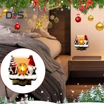 Рождественский гном костер мерцающий свет рождественский эльф гном светодиодный ночник пламя домашний офис спальня внутреннее украшение орнамент A