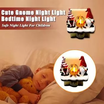 Рождественский гном костер мерцающий свет рождественский эльф гном светодиодный ночник пламя домашний офис спальня внутреннее украшение орнамент