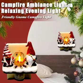 Рождественский гном костер мерцающий свет рождественский эльф гном светодиодный ночник пламя домашний офис спальня