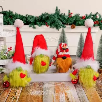 Рождественский гном кукла безликий красное сердце гном плюшевая игрушка орнамент цветная борода безликий D