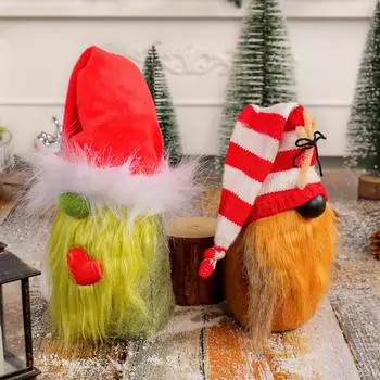 Рождественский гном кукла безликий красный сердечный гном плюшевая игрушка украшение цветная борода A