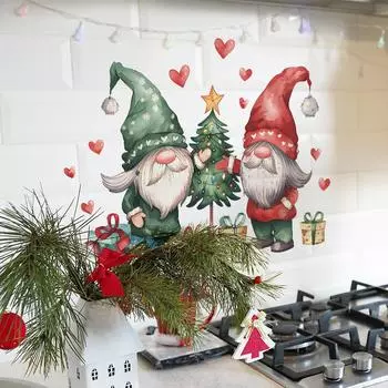 Рождественский гном Рождественская елка Любовь Спальня Гостиная Кабинет Фон Ландшафтный дизайн Наклейка на стену 40*50CM/fun-f222