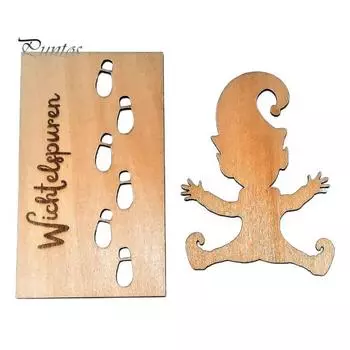 Рождественский гном след трафарет шаблон гладкий край без заусенцев DIY праздничный деревянный трафарет украшение для рождественской вечеринки