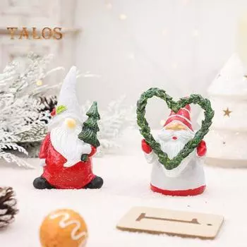 Рождественский гном, украшение из смолы, рождественский гном, эльф, статуэтка, домашний декор стола, стоящая скульптура гнома для праздничного показа серый