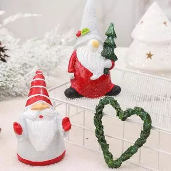 Рождественский гном, украшение из смолы, рождественский гном, эльф, статуэтка, домашний декор стола, стоящая скульптура гнома для праздничного показа серый