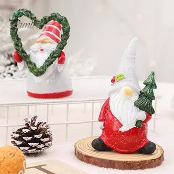 Рождественский гном, украшение из смолы, рождественский гном, эльф, статуэтка, домашний декор стола, стоящая скульптура гнома для праздничного показа серый