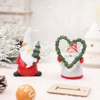 Рождественский гном, украшение из смолы, рождественский гном, эльф, статуэтка, домашний декор для стола, стоящая серый
