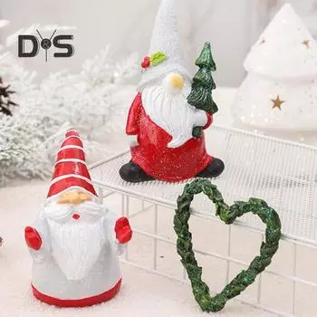 Рождественский гном, украшение из смолы, рождественский гном, эльф, статуэтка, домашний декор стола, стоящая скульптура гнома для праздничного показа серый