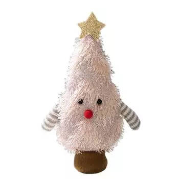 Рождественский гном украшение пушистая кукла елка с блестящей звездой навершием плюшевый эльф настольное украшение для отеля торгового центра витрины праздничного декора A розовый