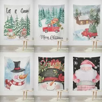 Рождественский гобелен для спальни, рождественская елка, печатная фоновая ткань, подвесная ткань, праздничная атмосфера, настенная ткань 100x75cm