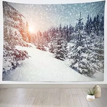 Рождественский гобелен фото фон Рождественская елка и камин украшение интерьера новогодний гобелен киоск домашний ковер 100X75CM