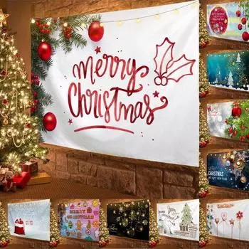 Рождественский гобелен на стену Санта-Клаус Рождественская елка Камин Лось Гобелен Спальня Гостиная Общежитие Украшение стены 95x73cm