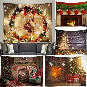 Рождественский гобелен, настенный подвесной Рождественская елка, домашний декор, веселый рождественский подарок, Санта-Клаус, настенный декор для комнаты, тканевый фон 100x75cm