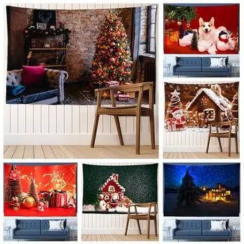 Рождественский гобелен настенный Рождественская эстетика украшение комнаты богемный психоделический мандала домашнее общежитие украшение стены 95x70cm