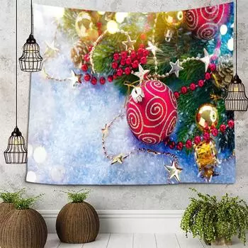 Рождественский гобелен, Рождественская елка, мяч, украшение для комнаты, ткань, рождественский подарок, ретро-сцена, украшение, гобелен для гостиной 95x73cm