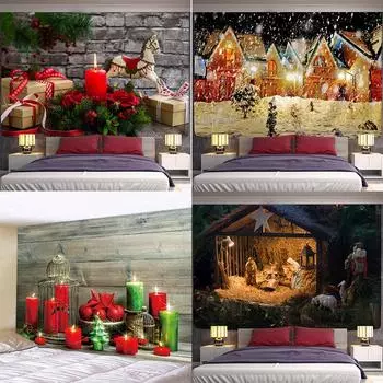 Рождественский гобелен с фэнтезийной сценой, домашний декор, гобелен, рождественская елка, богемный гобелен с рождественской елкой 100x75cm