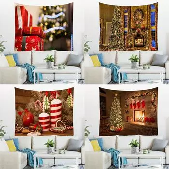Рождественский гобелен с героями мультфильмов, рождественские подарки, носки, Рождественская елка, ночная сцена, настенный подвес для дома, гостиной, фестиваля 100x75cm