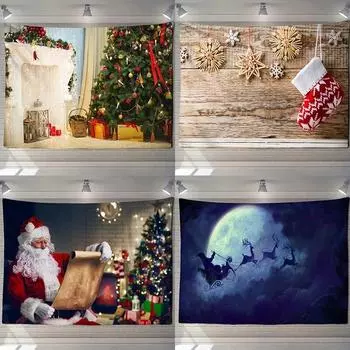 Рождественский гобелен с котом, забавный милый гобелен с животными, настенный гобелен для вечеринки, тканевый гобелен для гостиной и дома 100x75cm