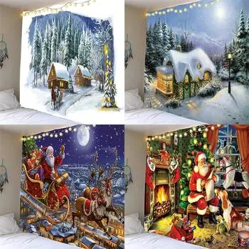 Рождественский гобелен с лосем, мультяшные рождественские украшения, фон для спальни, стены, украшения дома, подвеска, подарок, настенная подвеска 100x75cm