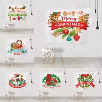 Рождественский гобелен с оленями, праздничная вечеринка, комната, спальня, фон, садовый постер, украшение на стену, подвесная ткань 100x75cm