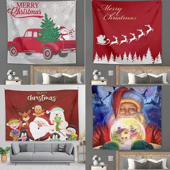 Рождественский гобелен с печатью Европейский и американский праздник Санта-Клаус Лось фоновая ткань 100x75cm
