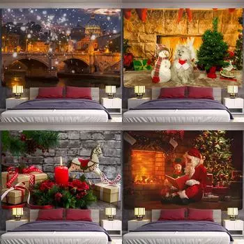 Рождественский гобелен с принтом снеговика, каваи, праздничный гобелен, декор для спальни, фон, тканевый домашний декор, гобелен, Tapiz navideo 100x75cm