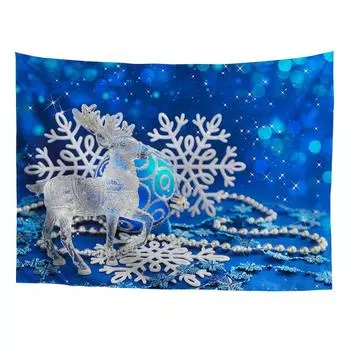 Рождественский гобелен Санта-Клаус Лось Звездное небо Подарочное украшение для вечеринки, бархатный гобелен из кожи персика подходит для гостиной 95x73cm
