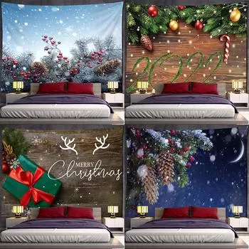 Рождественский гобелен со снеговиком, домашнее животное, настенный милый праздничный мультяшный домашний декор, печатный гобелен, настенный декор, фоновая ткань 100x75cm