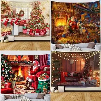 Рождественский гобелен со снеговиком, новогодний гобелен, подвесной домашний декор, фоновая ткань, горячая распродажа, гобелен, картина, домашний декор, декор стен 100x75cm
