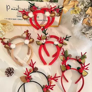 Рождественский головной убор, повязка на голову с милым лосем для женщин, заколка для волос в стиле Мори, аксессуары для волос, детская праздничная повязка на голову, аксессуары для волос