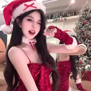 Рождественский головной убор с бантом Рождественская шапка Зимняя теплая новогодняя красная шапка Подарок для девушки Украшение атмосферы