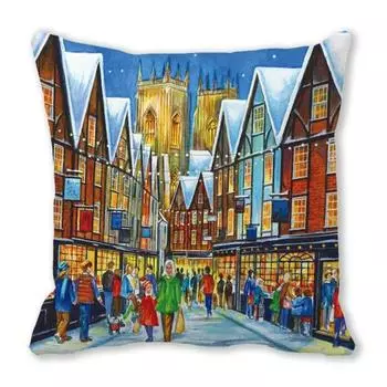 Рождественский город, деревня, снежная сцена, Рождественская елка, Снеговик, венок, рождественское новогоднее украшение, наволочка, чехол для дивана, автомобиля, наволочка 40x40cm