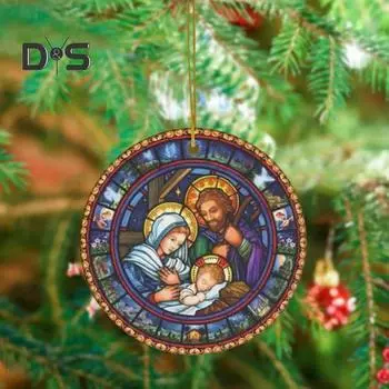 Рождественский Иисус, украшение на рождественскую елку, подвесные акриловые плоские украшения, подвеска-талисман на удачу для дома, автомобиля, офиса, праздничного декора B