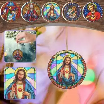 Рождественский Иисус Украшение Рождественская елка Подвесные акриловые плоские украшения Подвеска на удачу для дома B