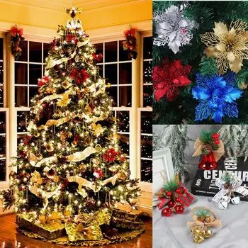 Рождественский имитационный полый пластиковый цветок для праздничной вечеринки, домашнего торгового центра, рождественской елки, подвесного украшения своими руками Red