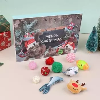 Рождественский календарь кошачьих Адвентов, 24-дневный календарь обратного отсчета, сюрприз, подарочная коробка, интерактивный набор игрушек для кошек для любителей кошек onesize