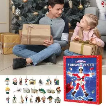 Рождественский календарь на 2024 год, 24 подарка, фигурки, аксессуары, обратный отсчет до Рождества, украшения для праздничного домашнего декора красный