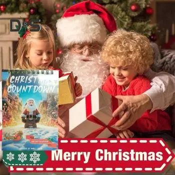 Рождественский календарь обратного отсчета 2024 года, 100-дневный адвент-календарь, перекидной календарь для рождественского украшения домашнего рабочего стола в комнате A