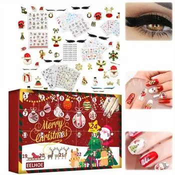 Рождественский календарь обратного отсчета Beauty Blind Box Адвент-календарь 24 дня Наклейки для дизайна ногтей Сюрпризы Xm