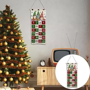 Рождественский календарь обратного отсчета, безликий гном с принтом, 24 кармана, сумка для хранения, красочная подвесная сумка, рождественский настенный кулон разноцветный