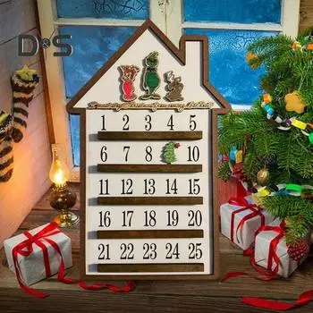 Рождественский календарь обратного отсчета, деревянное настольное украшение, рождественский адвент-календарь, интерактивный многоразовый календарь обратного отсчета для рождественского декора A