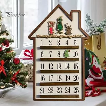Рождественский календарь обратного отсчета, деревянное настольное украшение, рождественский адвент-календарь, интерактивный многоразовый календарь обратного отсчета для рождественского декора A