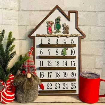 Рождественский календарь обратного отсчета Деревянное настольное украшение Рождественский адвент-календарь Интерактивный многоразовый календарь обратного отсчета