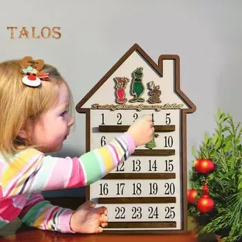 Рождественский календарь обратного отсчета, деревянное настольное украшение, рождественский адвент-календарь, интерактивный многоразовый календарь обратного отсчета для рождественского декора A