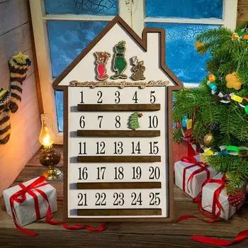Рождественский календарь обратного отсчета, деревянное настольное украшение, рождественский адвент-календарь, интерактивный многоразовый календарь обратного отсчета для рождественского декора A