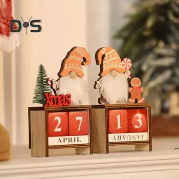 Рождественский календарь обратного отсчета, деревянный настольный адвент-календарь, украшение, праздничное напоминание о рождественских праздниках, домашний офисный декор B