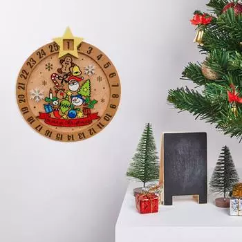 Рождественский календарь обратного отсчета, деревянный вращающийся адвент-календарь, многоразовый, 25-дневный рождественский обратный отсчет, украшение для настенного декора