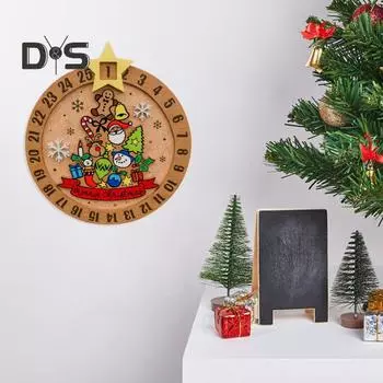 Рождественский календарь обратного отсчета, деревянный вращающийся адвент-календарь, многоразовый, 25-дневный рождественский обратный отсчет, украшение для настенного декора A