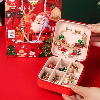 Рождественский календарь обратного отсчета, набор для изготовления браслетов для девочек, набор бусин для самостоятельного изготовления украшений, 24 дня, рождественский обратный отсчет, подарок для детей и подростков A